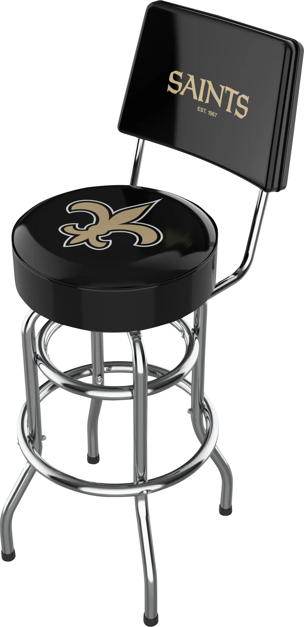 New Orleans Saints Black Swivel Barstool with Back
