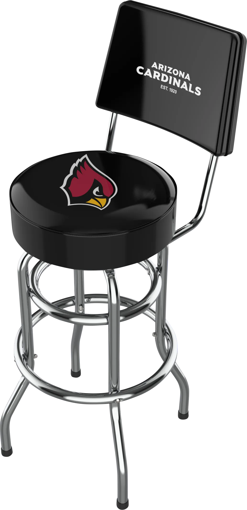 Arizona Cardinals Black Swivel Barstool with Back - Image 1