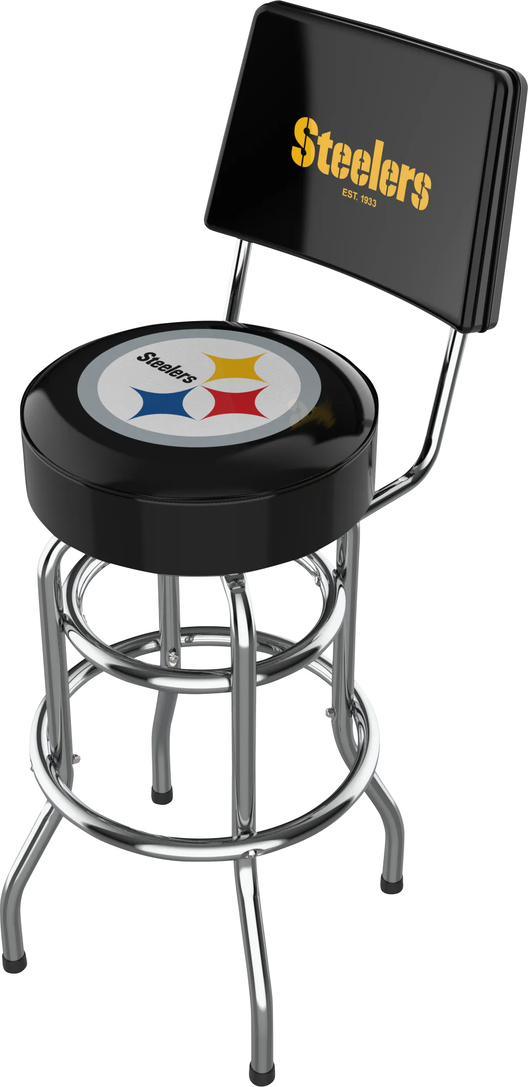 Pittsburgh Steelers Black Swivel Barstool with Back - Thumbnail - Image 1