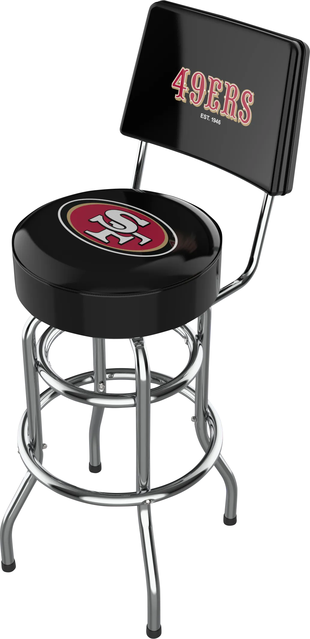 San Francisco 49ers Black Swivel Barstool with Back - Image 1