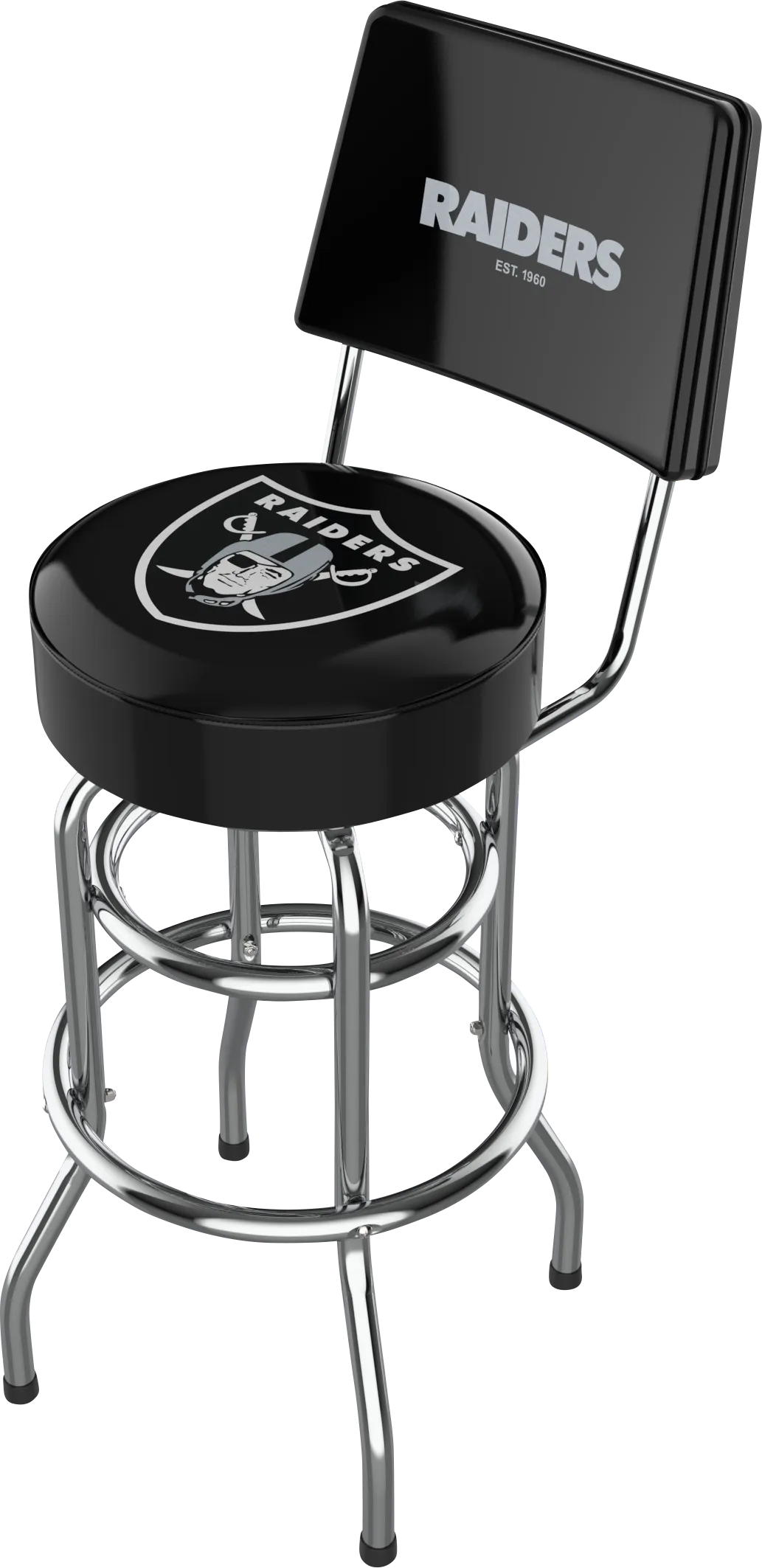 Las Vegas Raiders Black Swivel Barstool with Back - Image 1