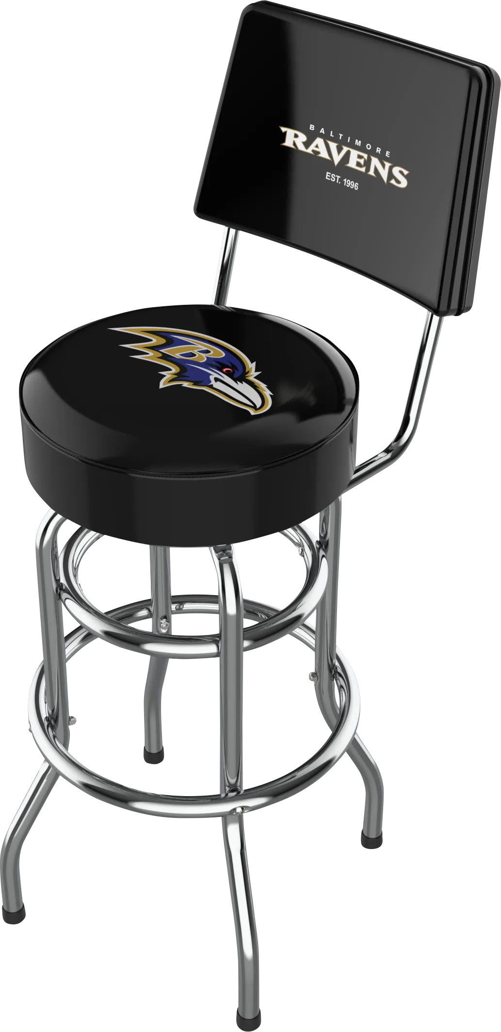 Baltimore Ravens Black Swivel Barstool with Back - Image 1