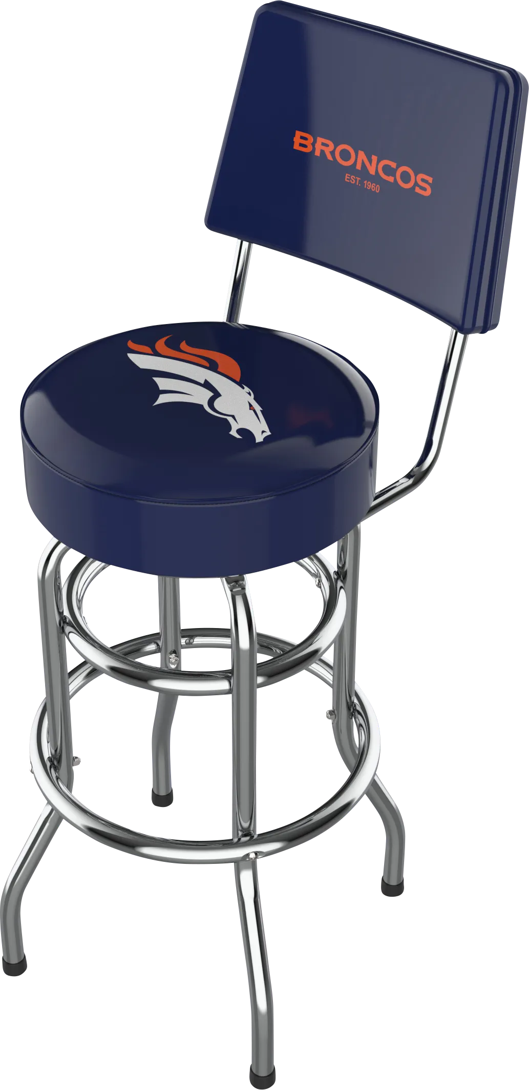 Denver Broncos Blue Swivel Barstool with Back - Image 1