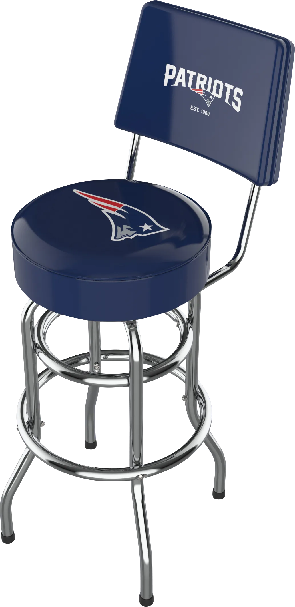 New England Patriots Blue Swivel Barstool with Back - Thumbnail - Image 1