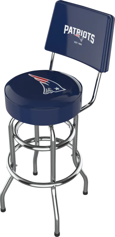 New England Patriots Blue Swivel Barstool with Back