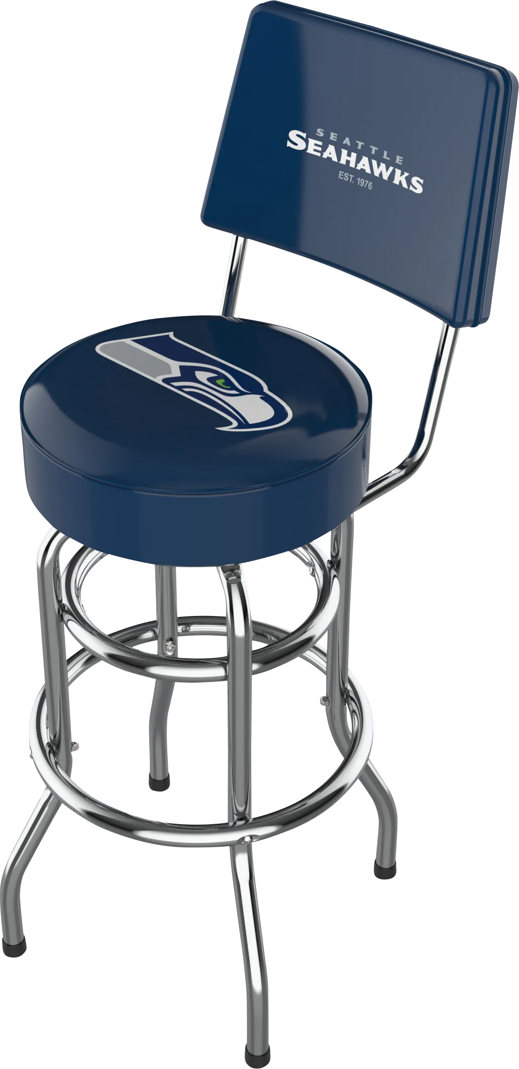 Seattle Seahawks Blue Swivel Barstool with Back - Thumbnail - Image 1