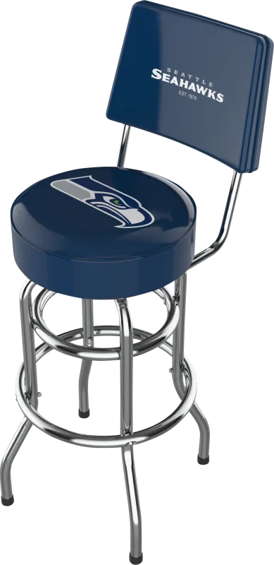 Seattle Seahawks Blue Swivel Barstool with Back