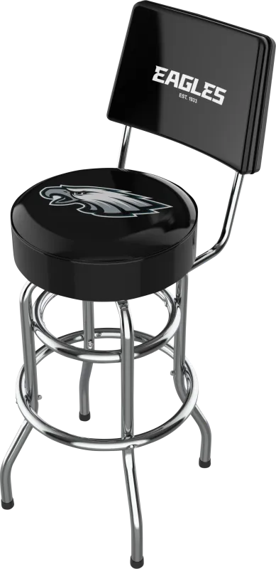 Philadelphia Eagles Black Swivel Barstool with Back
