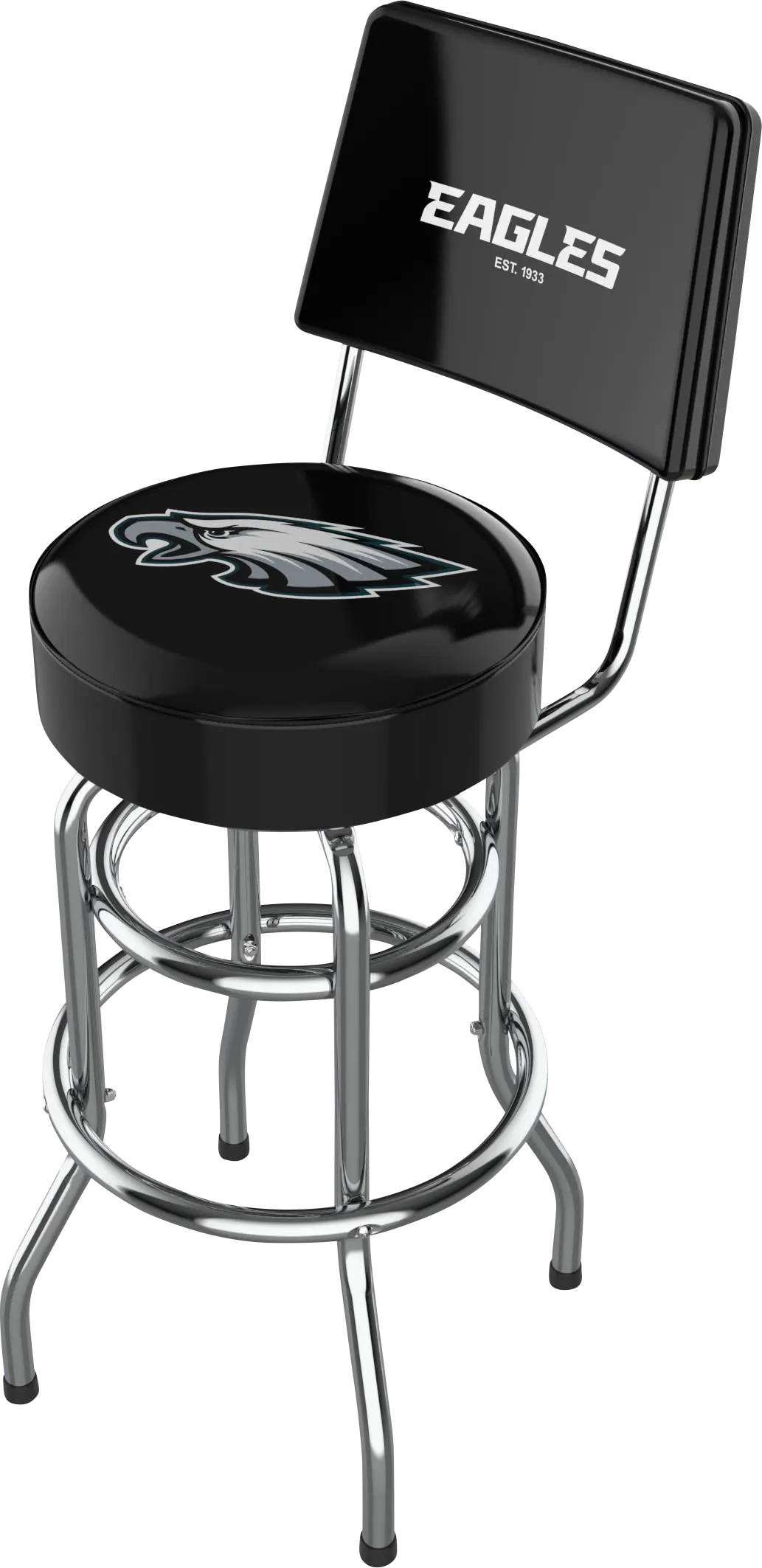 Philadelphia Eagles Black Swivel Barstool with Back