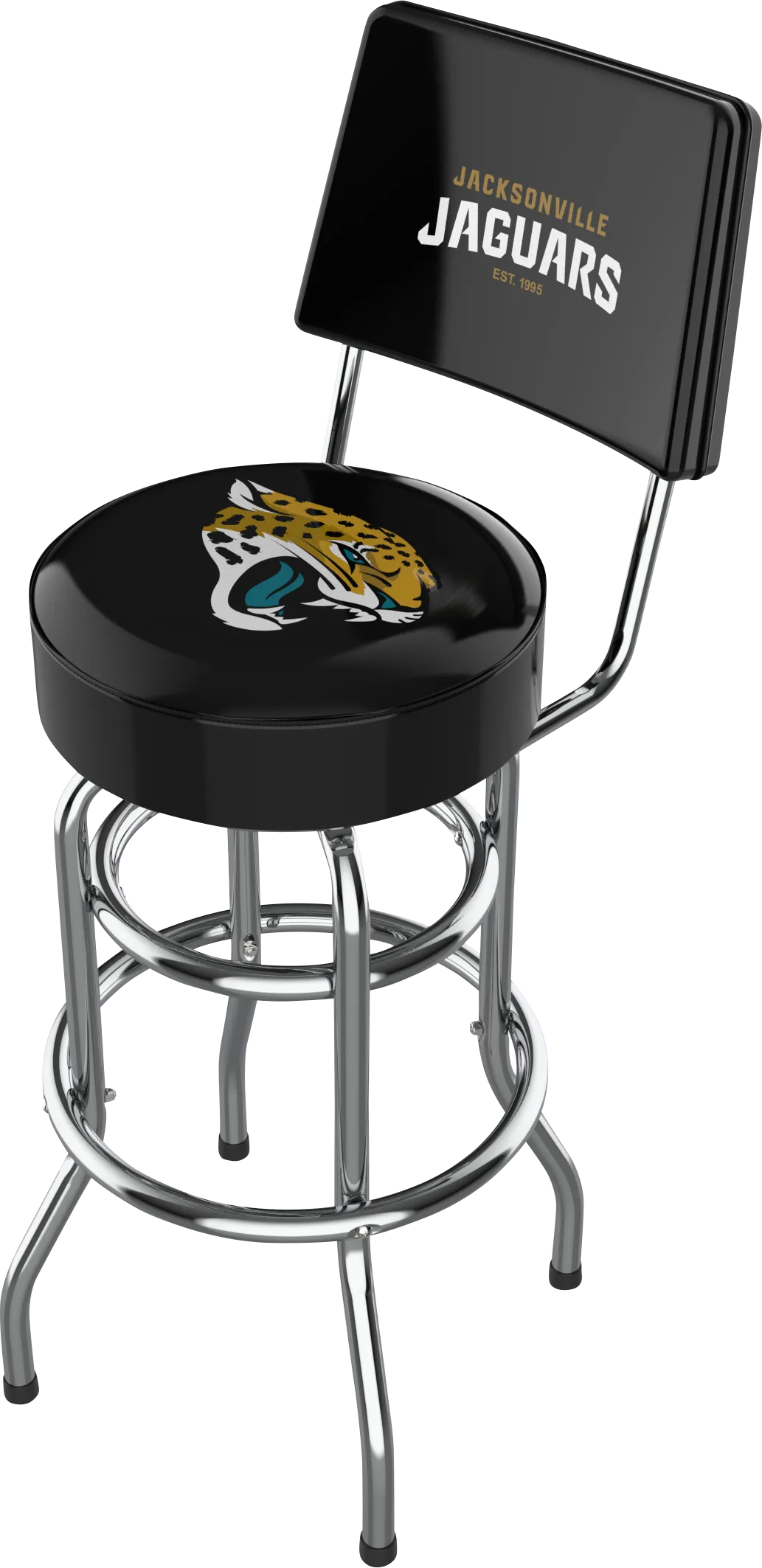 Jacksonville Jaguars Black Swivel Barstool with Back - Image 1