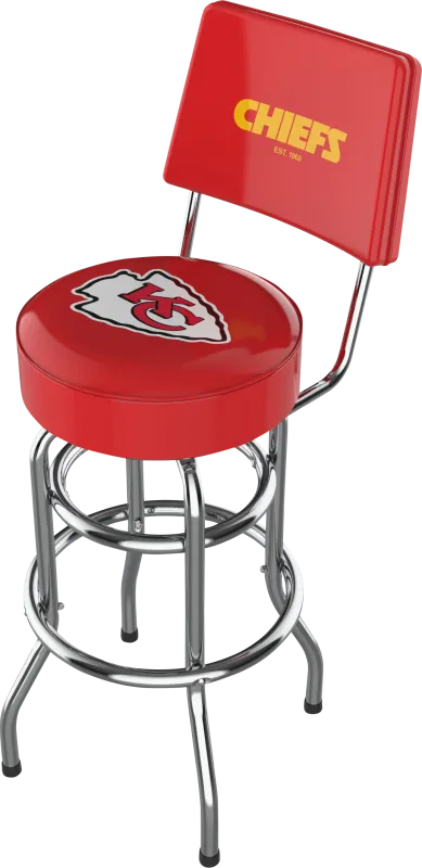 Kansas City Chiefs Red Swivel Barstool with Back
