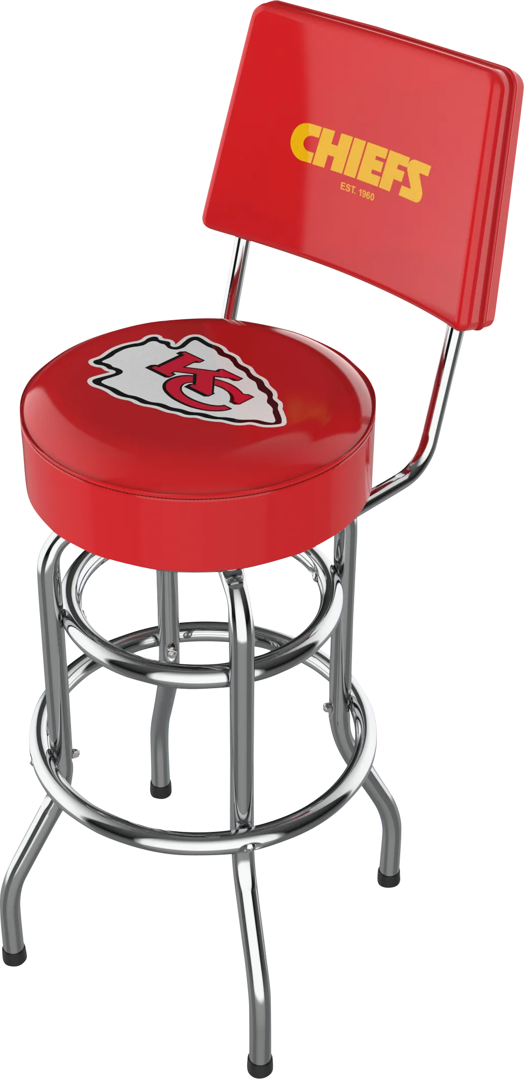 Kansas City Chiefs Red Swivel Barstool with Back - Image 1
