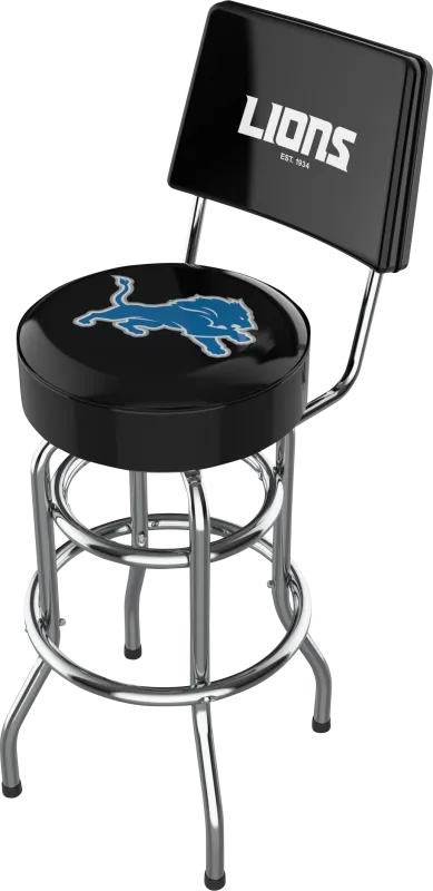 Detroit Lions Black Swivel Barstool with Back