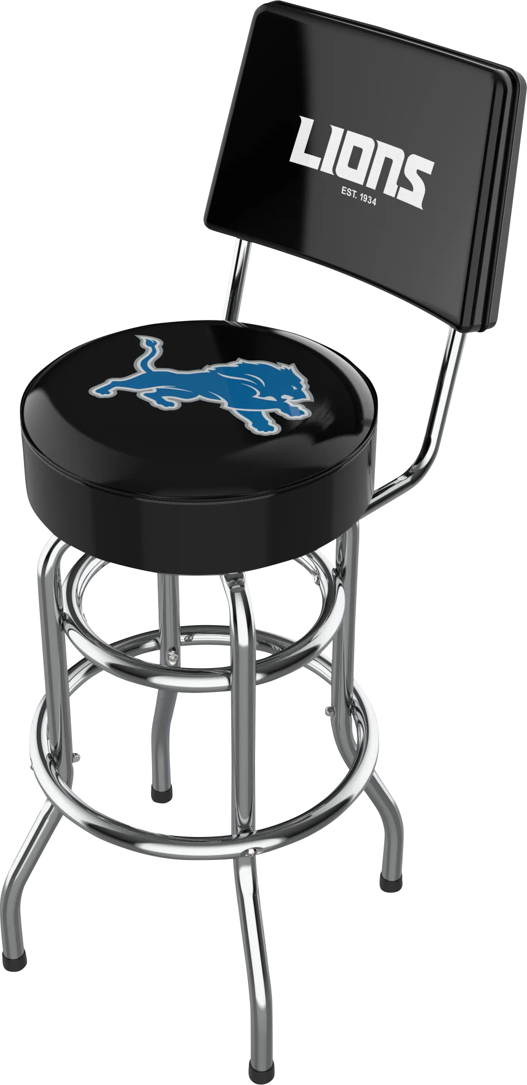 Detroit Lions Black Swivel Barstool with Back - Image 1