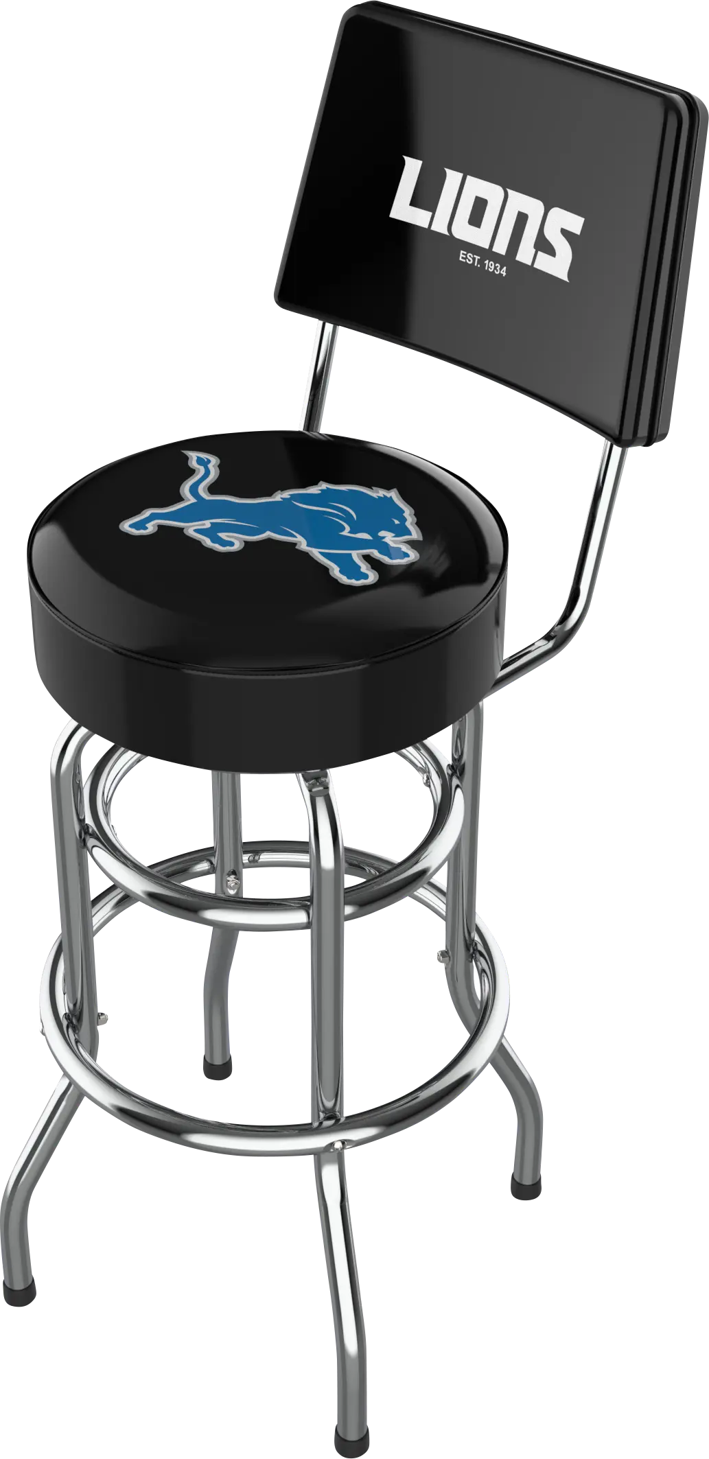 Detroit Lions Black Swivel Barstool with Back