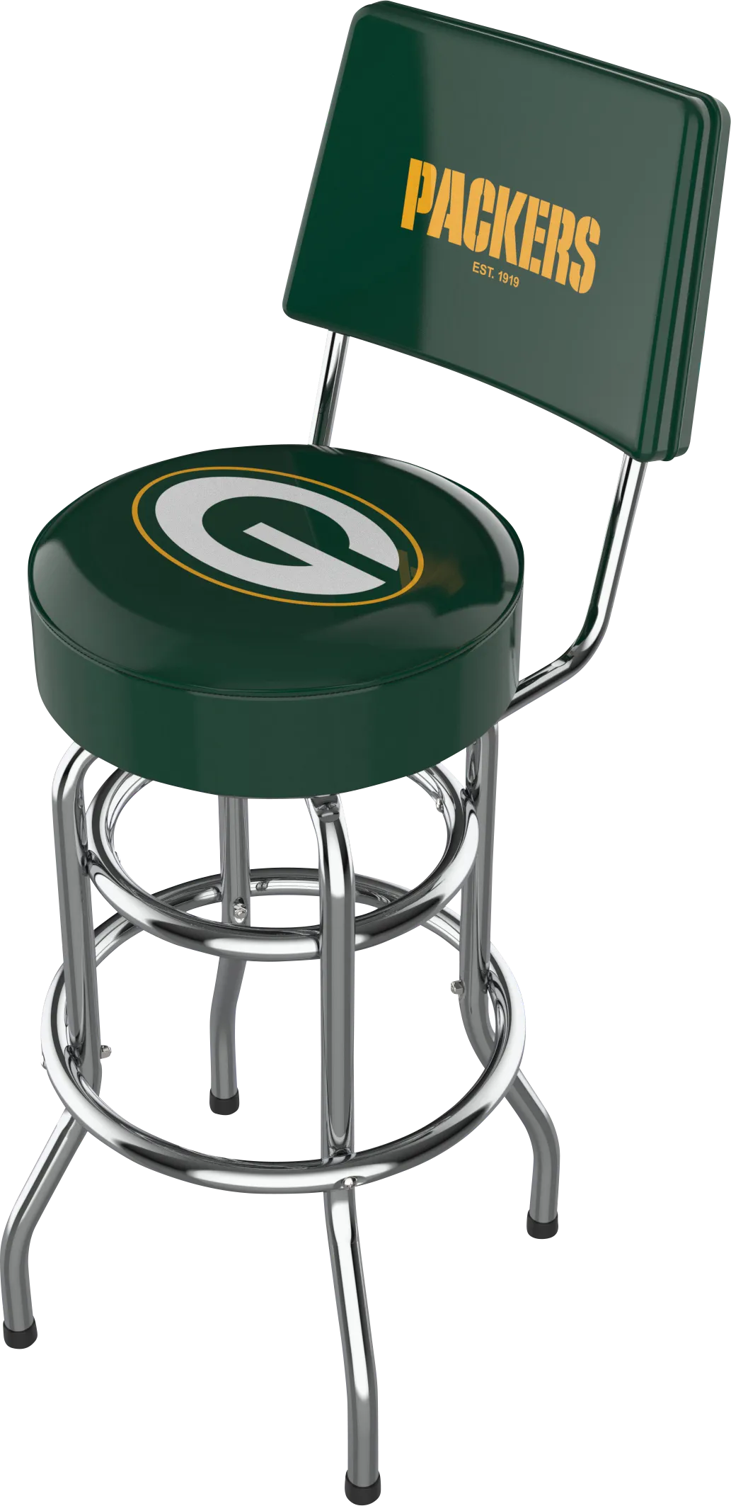 Green Bay Packers Swivel Barstool with Back - Thumbnail - Image 1