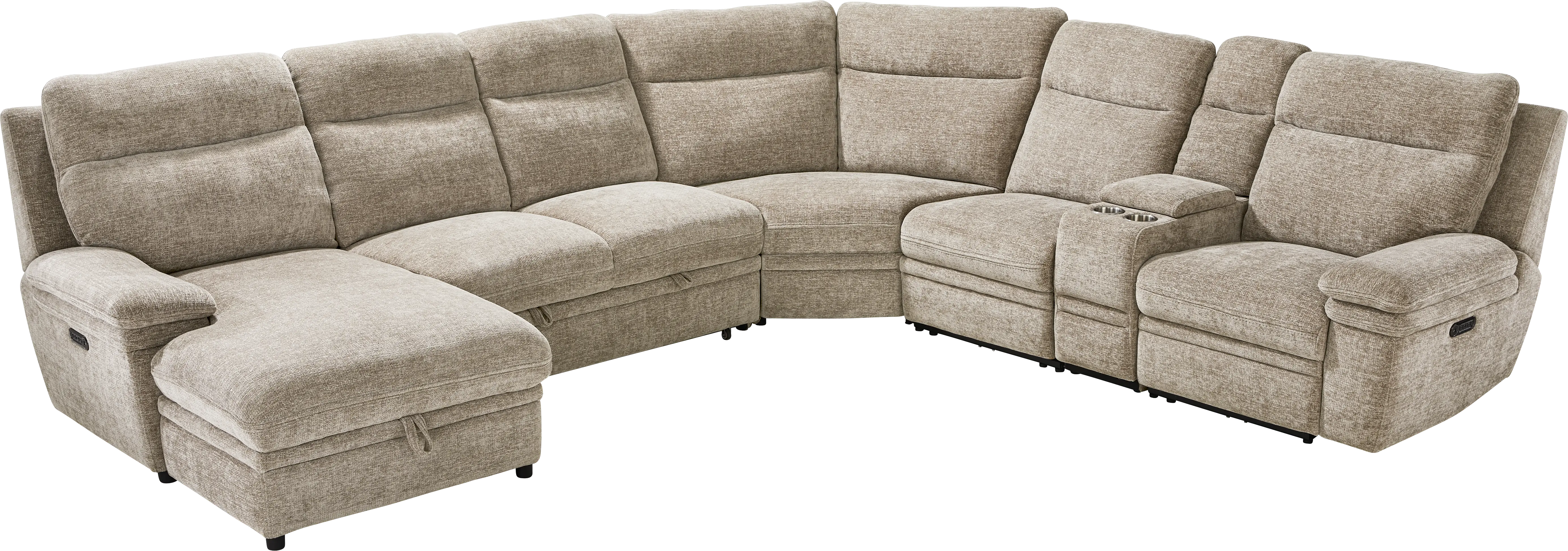 Anaheim Latte 6 Pc Dual Power Reclining Sectional - Thumbnail - Image 1