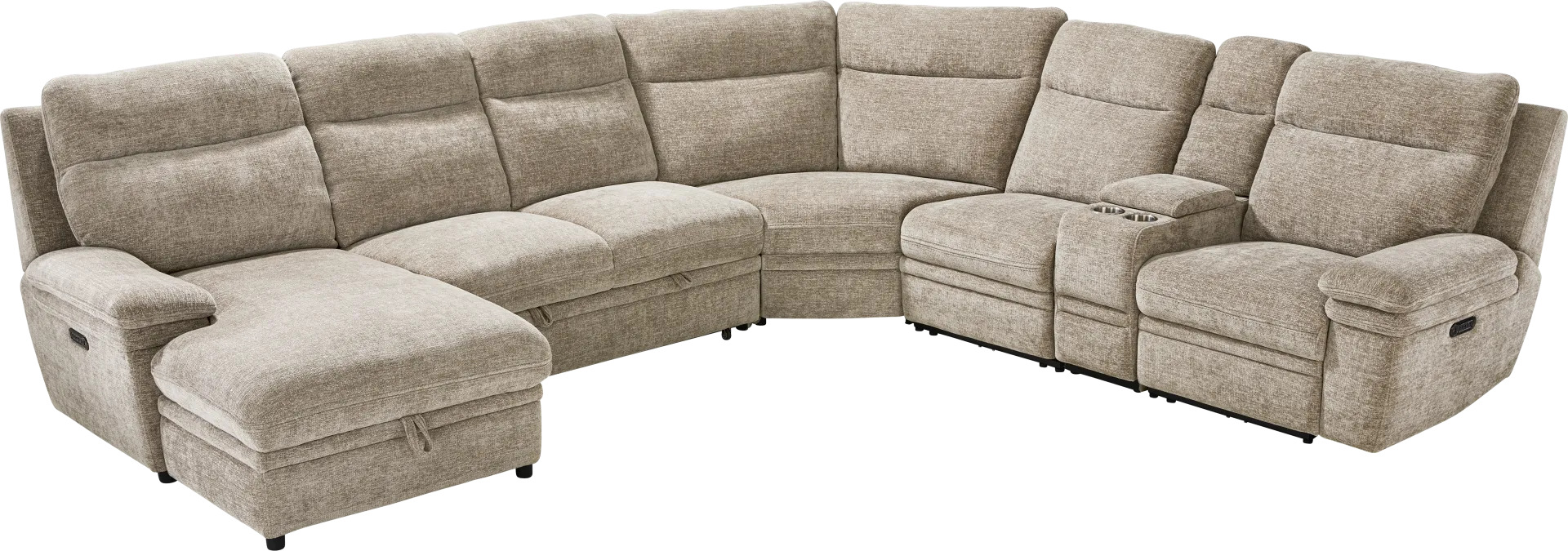 Anaheim Latte 6 Pc Dual Power Reclining Sectional - Image 1