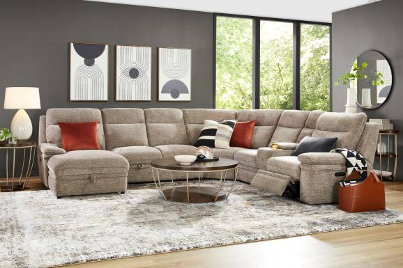 Anaheim Latte 6 Pc Dual Power Reclining Sectional