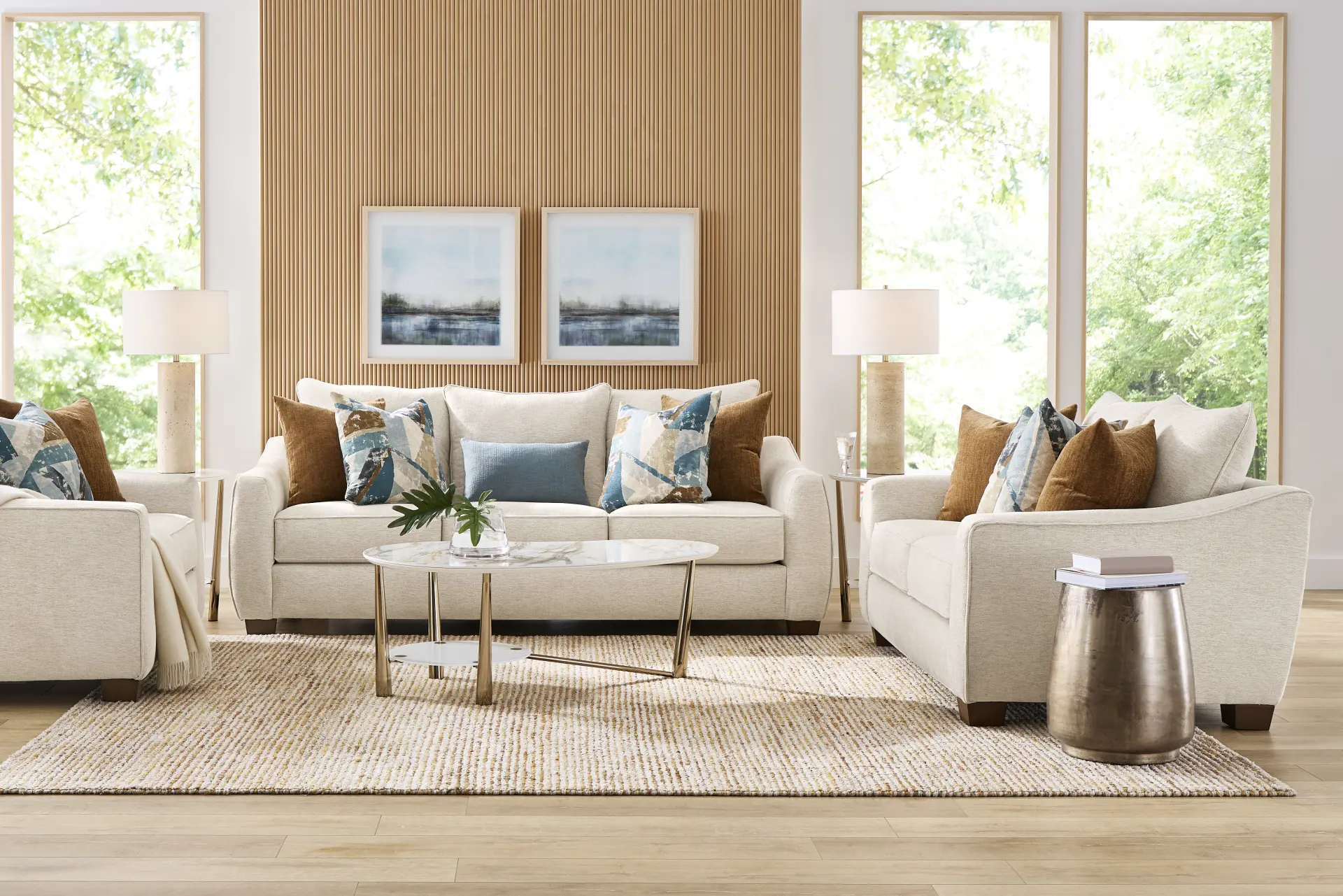 Odette Ivory 8 Pc Living Room with Gel Foam Sleeper Sofa