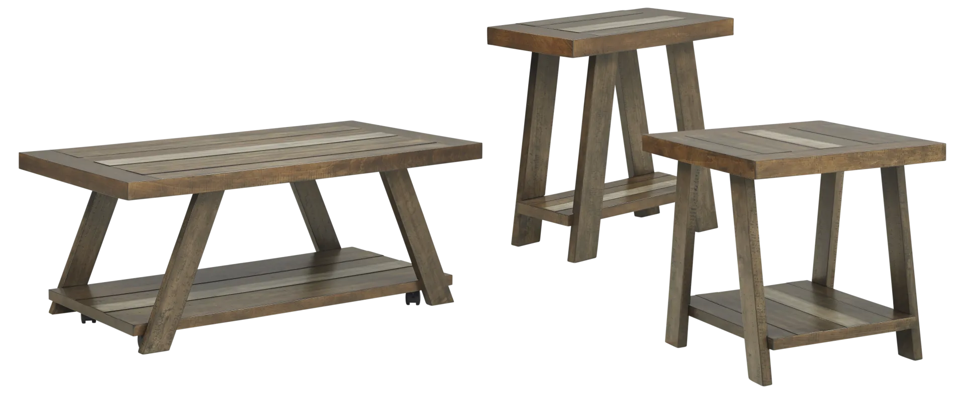 brown 3 pc occasional table set