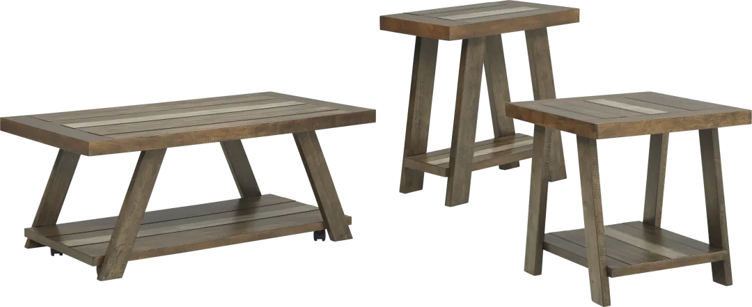 Cedar Creek Brown 3 Pc Table Set