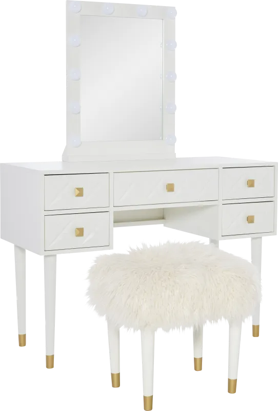 Roselem White Vanity Set