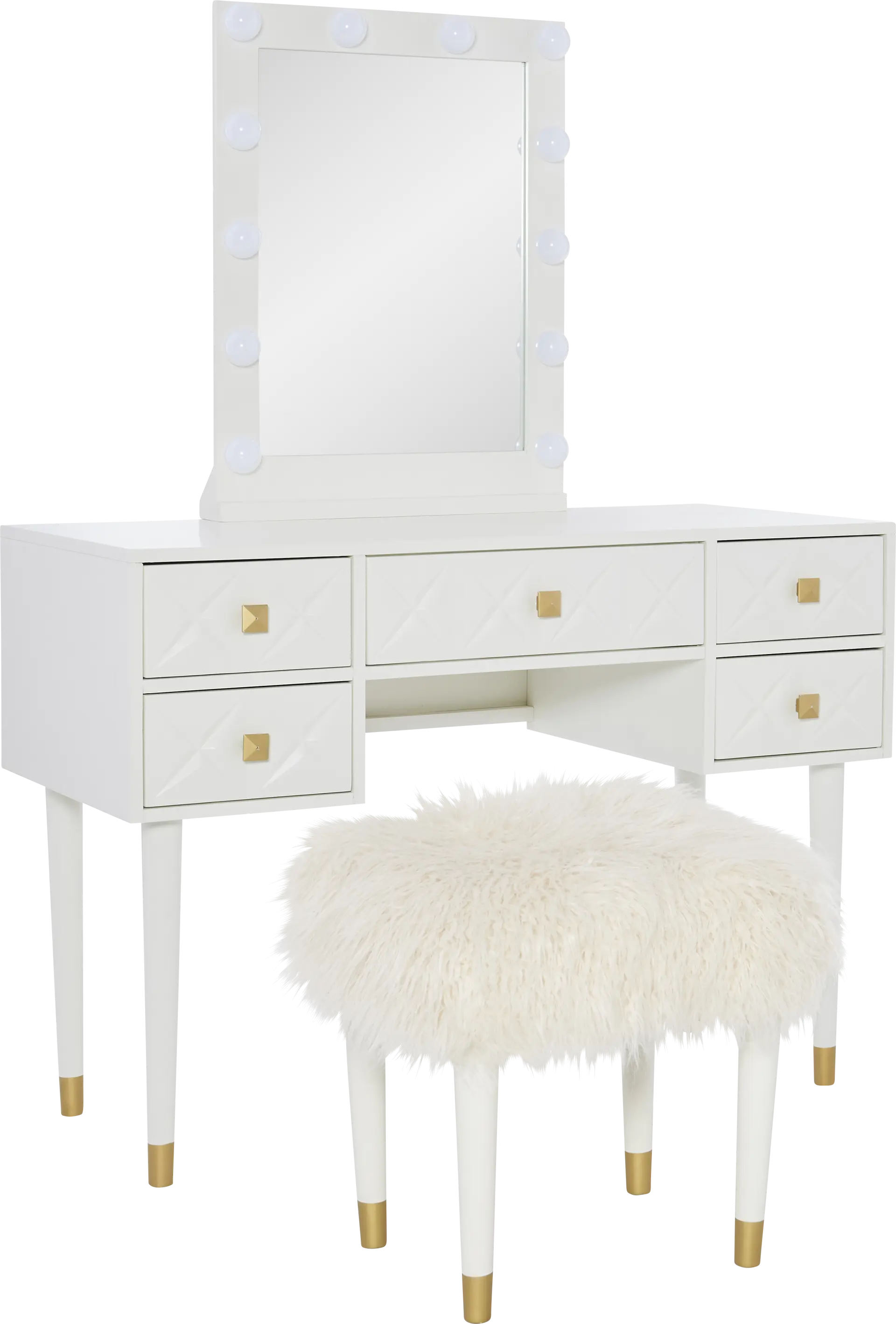 Roselem White Vanity Set