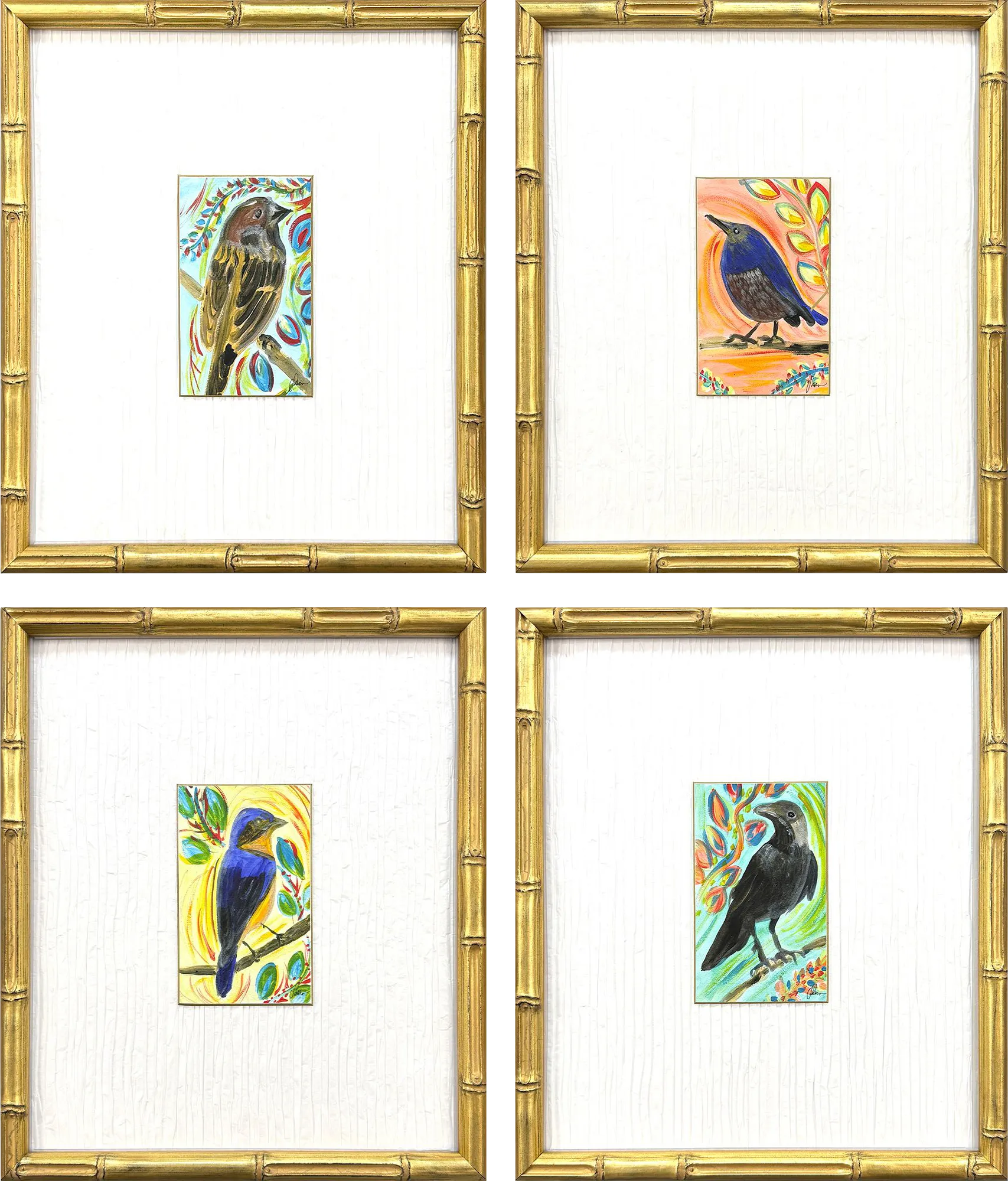 Sassy Brids Blue Artwork, Set of 4 - Thumbnail - Image 1