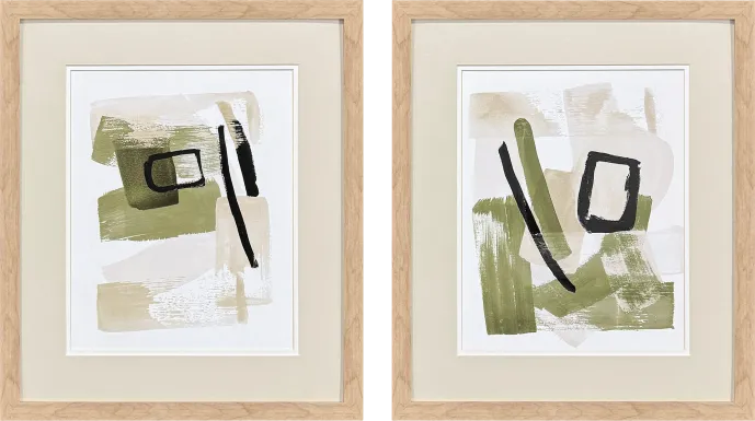 Sage Vibes Green Artwork, Set of 2