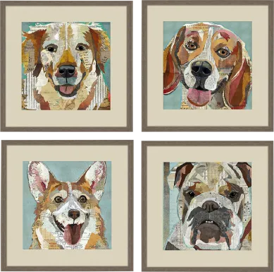Doggy Ways Light Brown Artwork, Set of 4