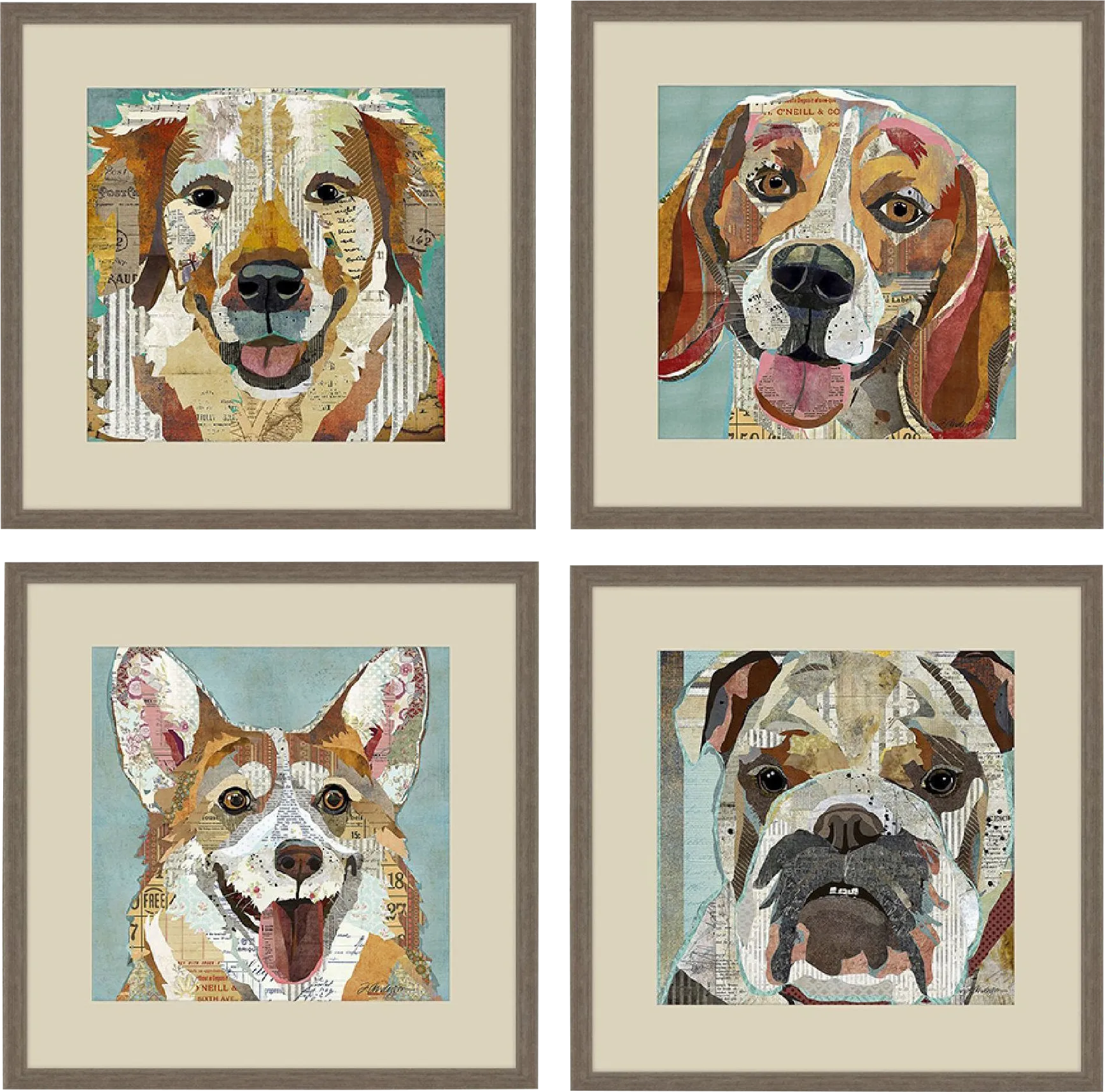 Doggy Ways Light Brown Artwork, Set of 4 - Image 1