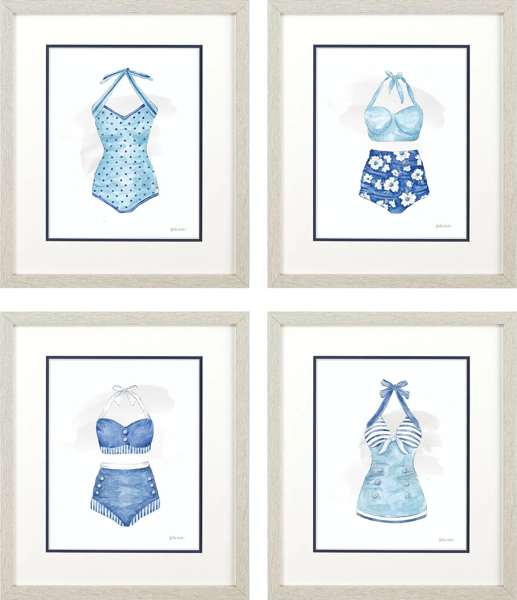 Beach Vibes Blue Artwork, Set of 4 - Thumbnail - Image 1