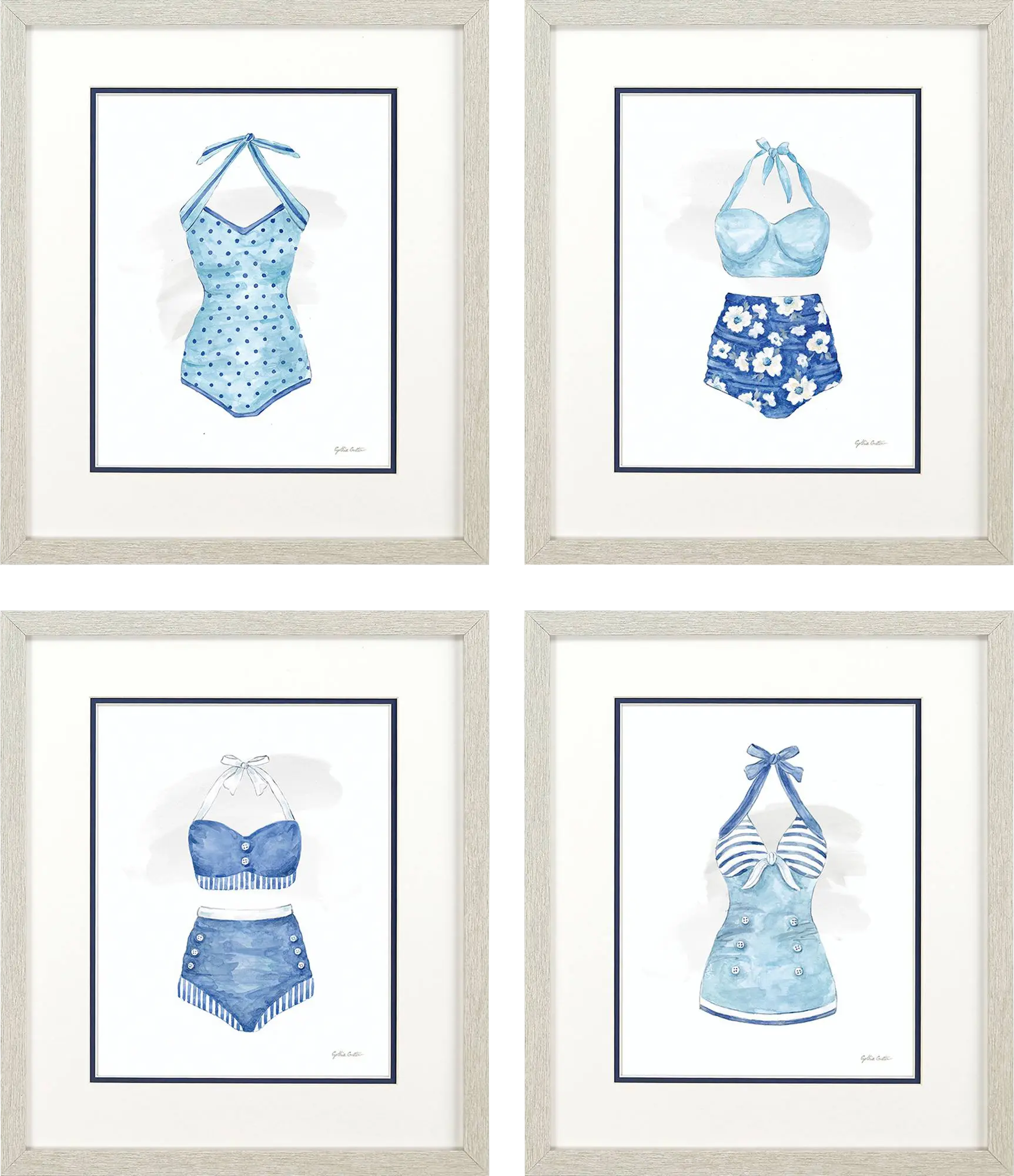 Beach Vibes Blue Artwork, Set of 4