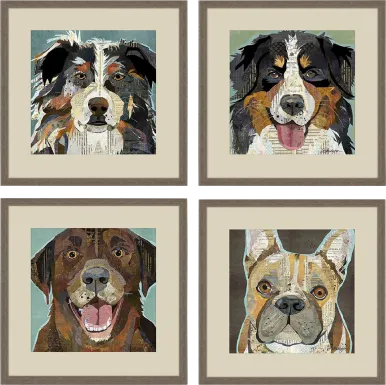 Doggy Ways Brown Artwork, Set of 4