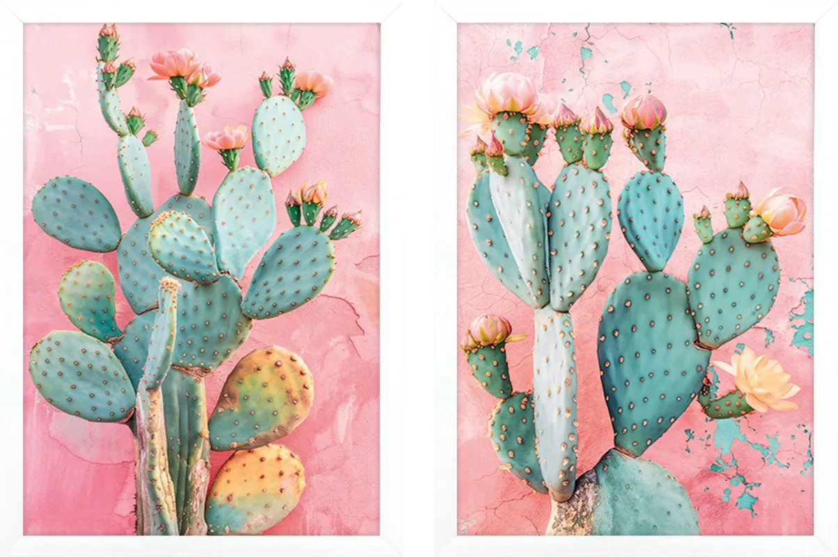 Cactus Blushing Pink Artwork, Set of 2