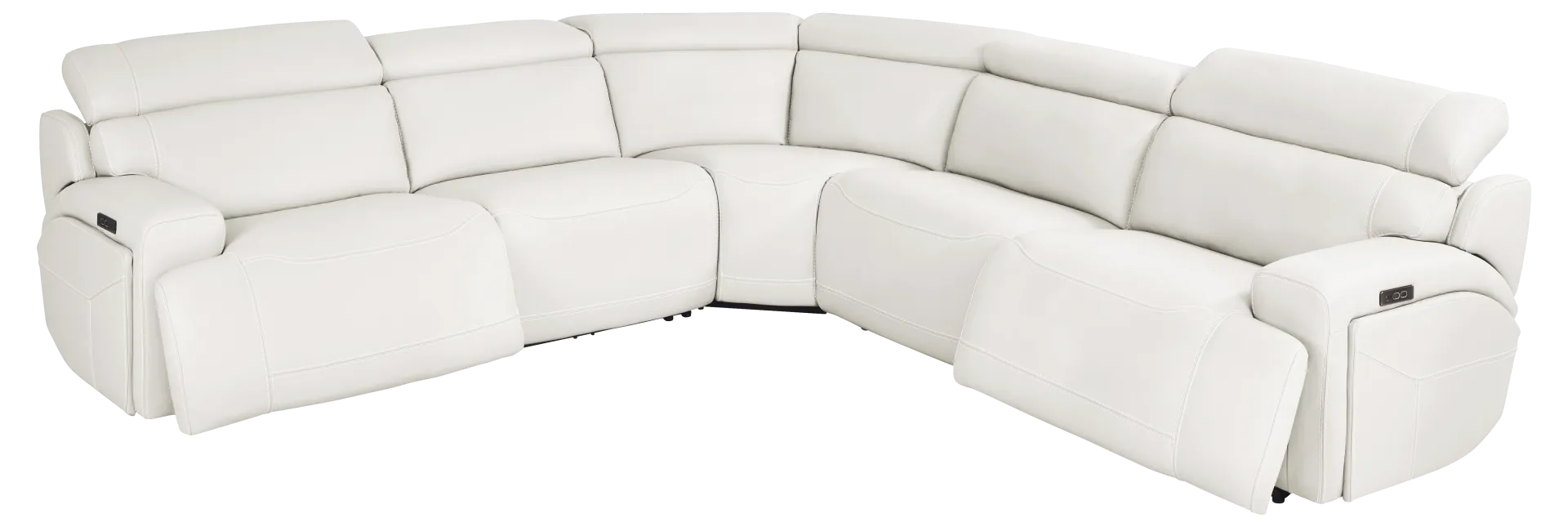 white 5 pc dual power reclining sectional