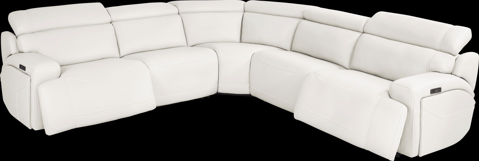 Alessio White Leather 5 Pc Dual Power Reclining Sectional - Image 1