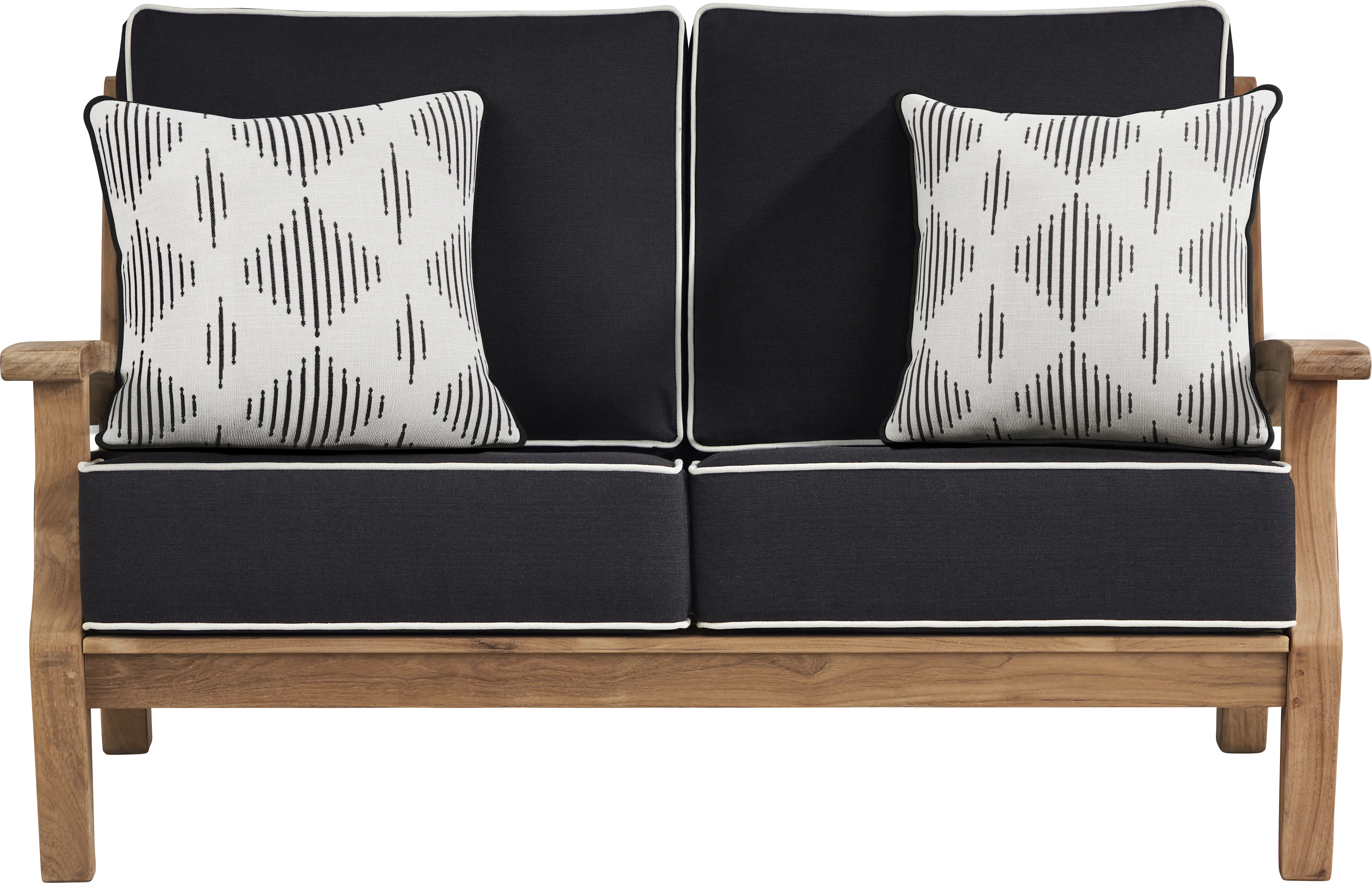 Pleasant Bay Teak 4 Pc Outdoor Loveseat Seating Set with Charcoal Cushions - Thumbnail - Image 2