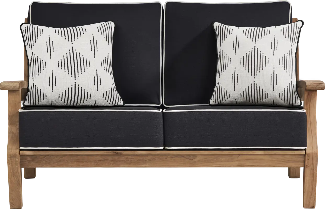 Pleasant Bay Teak Outdoor Loveseat with Charcoal Cushions