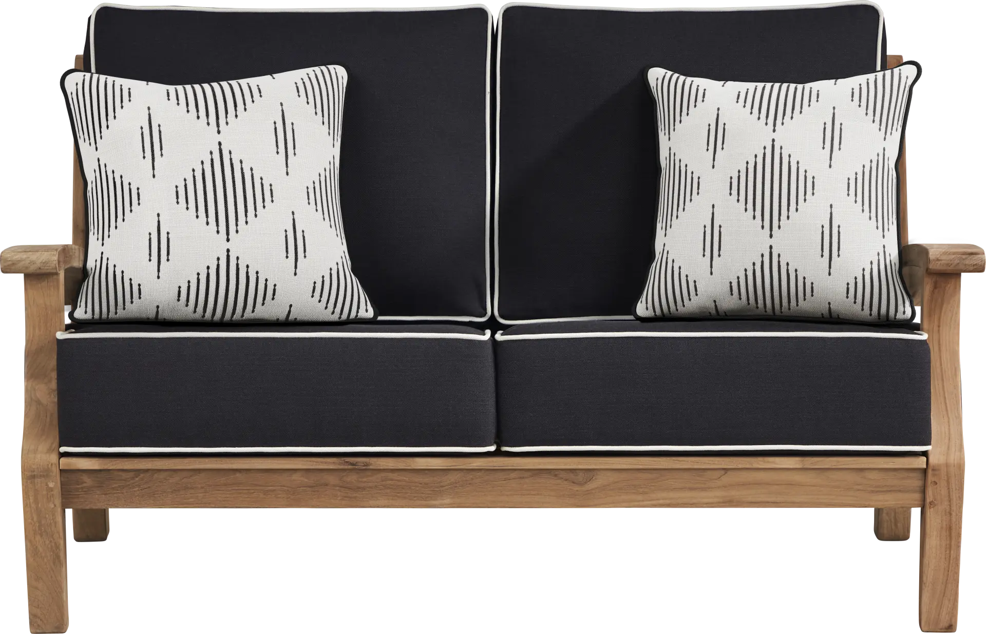 Pleasant Bay Teak Outdoor Loveseat with Charcoal Cushions
