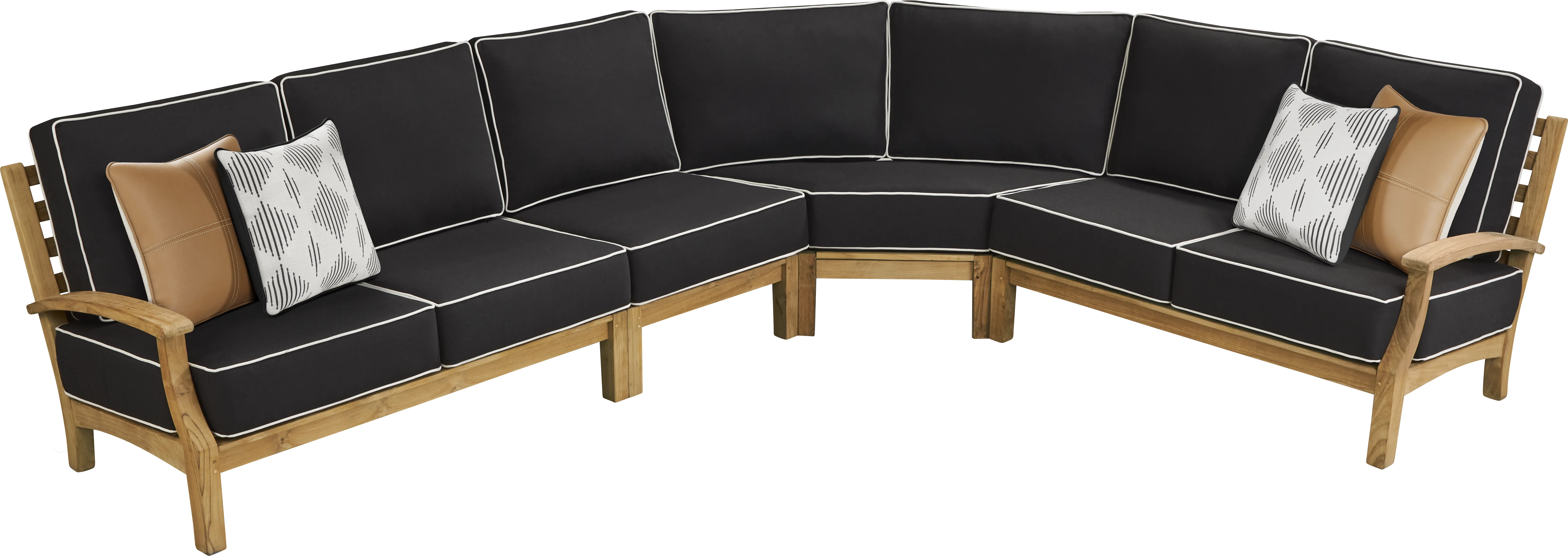 Pleasant Bay Teak 4 Pc Outdoor Sectional with Charcoal Cushions - Thumbnail - Image 1