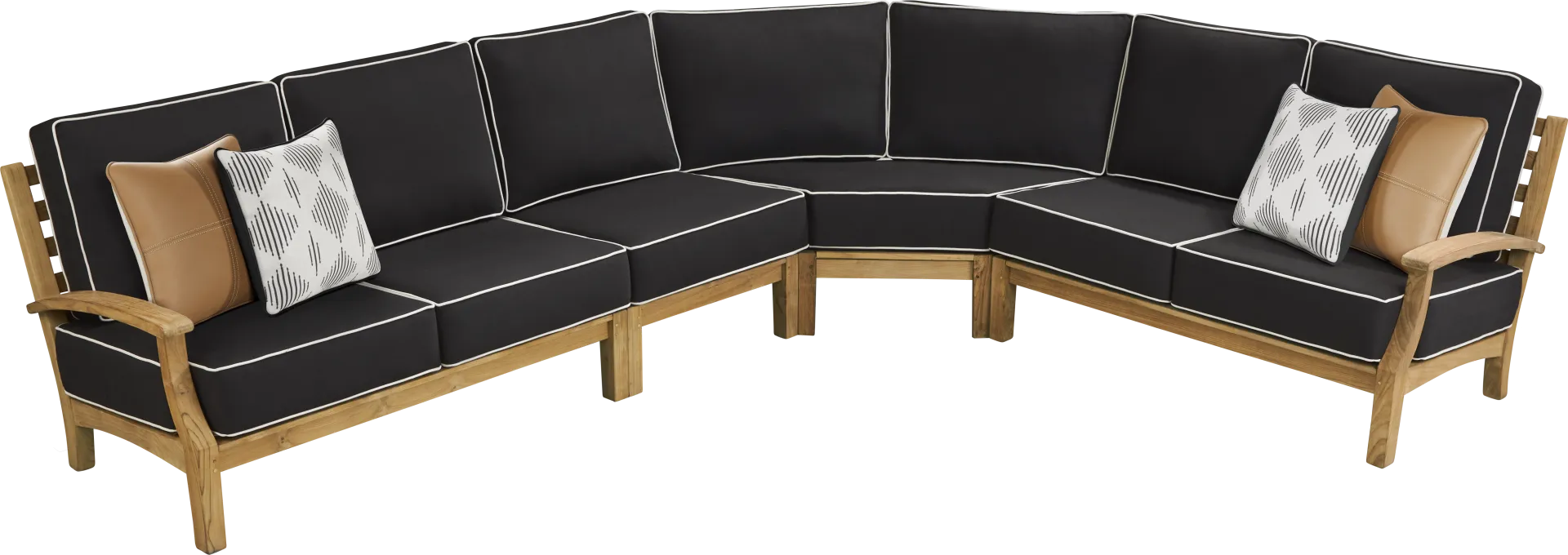 Pleasant Bay Teak 4 Pc Outdoor Sectional with Charcoal Cushions - Image 2