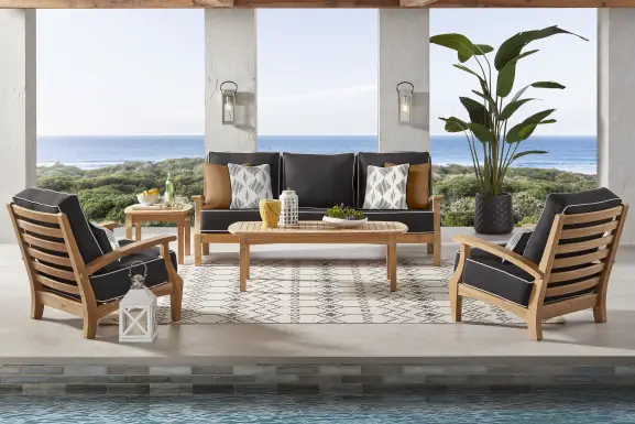 Pleasant Bay Teak Outdoor Sofa with Charcoal Cushions