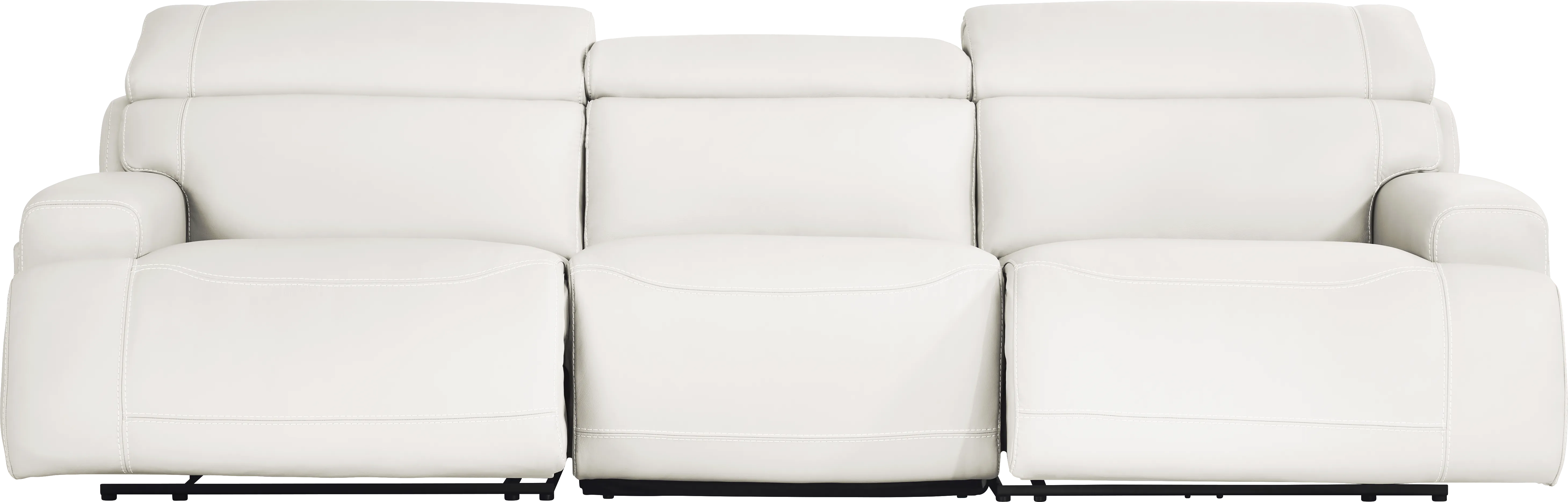 Alessio White Leather Dual Power Reclining Sofa - Thumbnail - Image 1