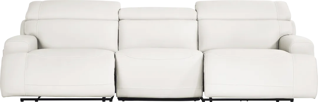 Alessio White Leather Dual Power Reclining Sofa