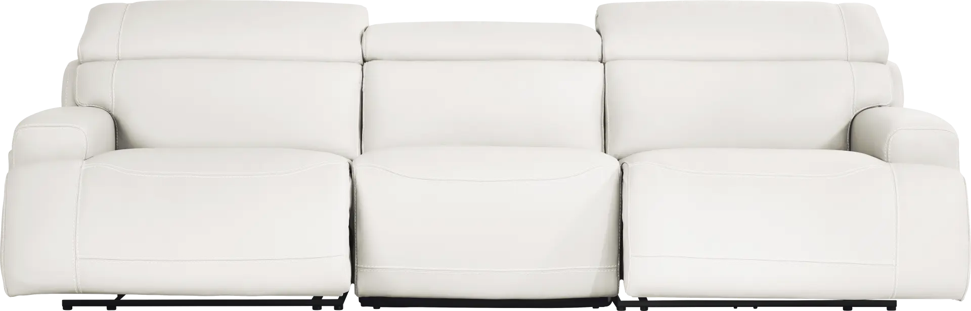 Alessio White Leather Dual Power Reclining Sofa