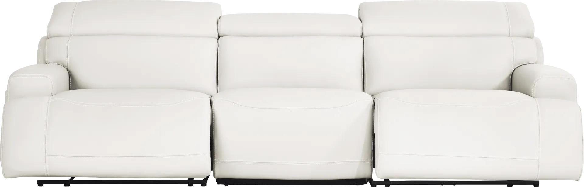 Alessio White Leather Dual Power Reclining Sofa - Image 1