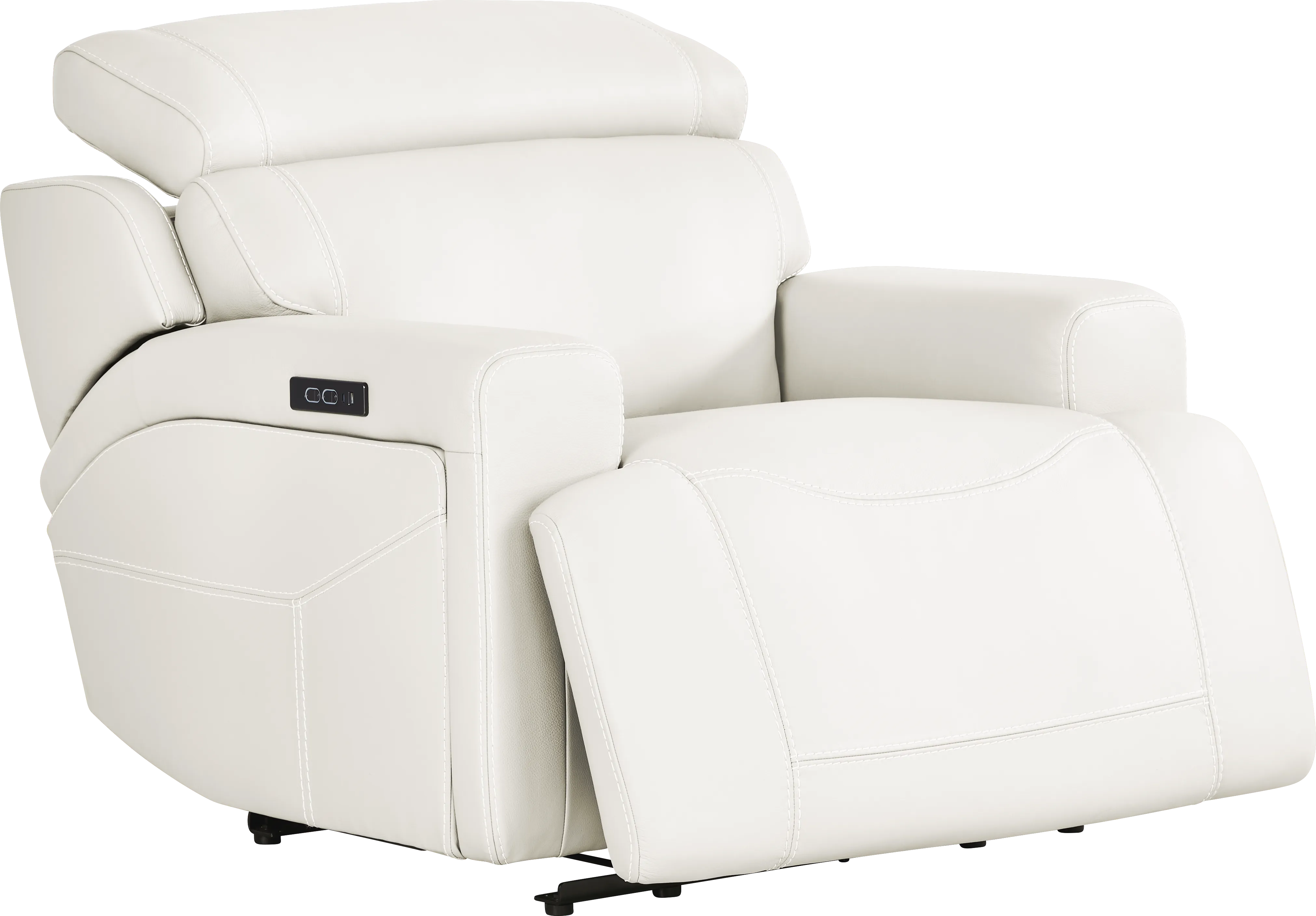 Cindy Crawford Alessio White Leather Dual Power Recliner | Rooms to Go
