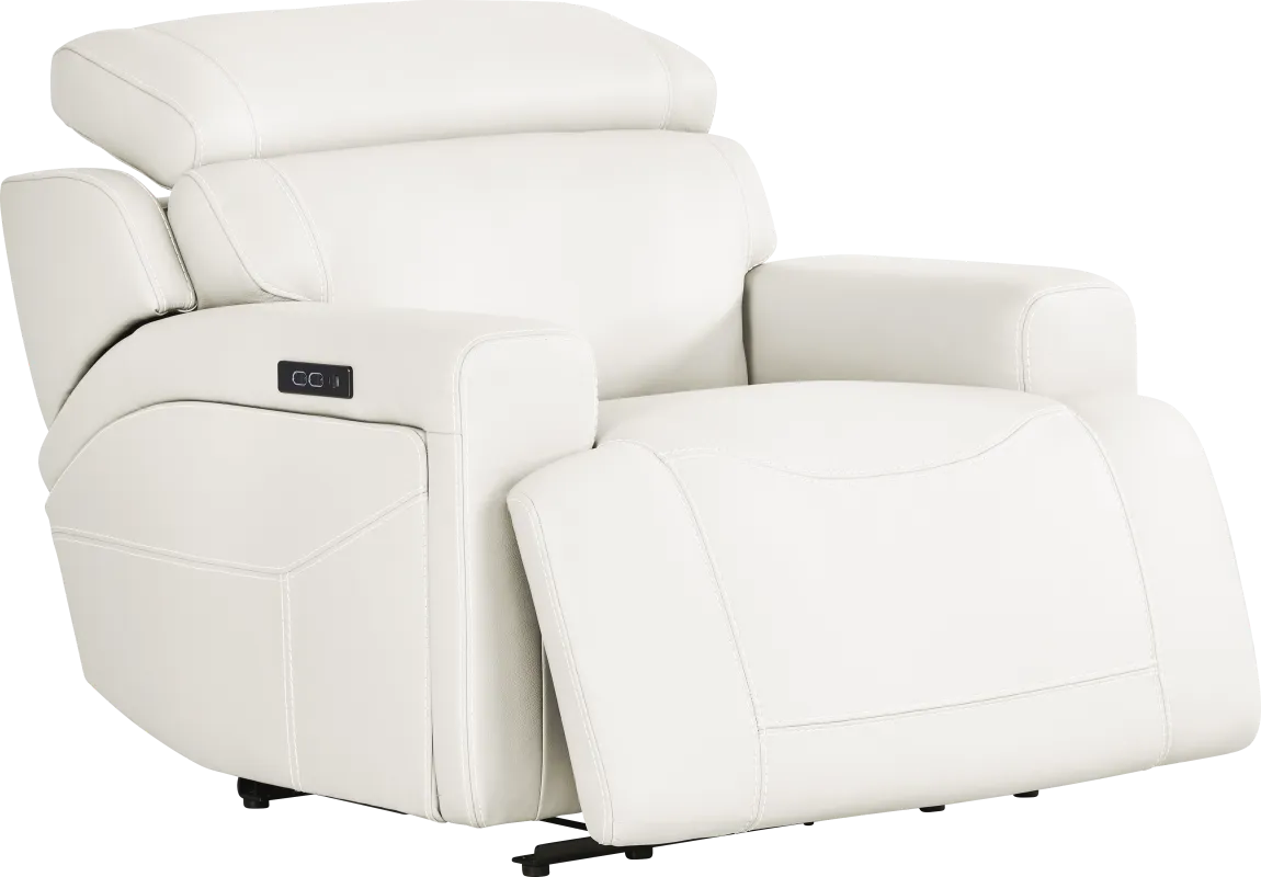 Alessio White Leather Dual Power Recliner